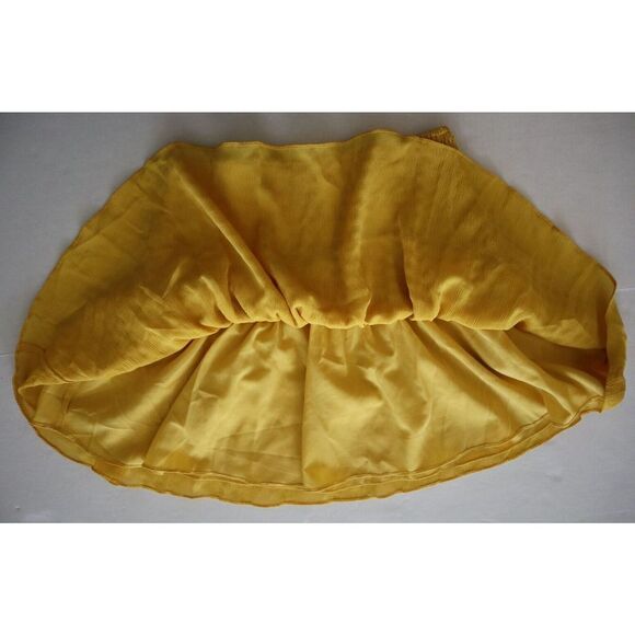 Super Down Women's Sz Medium Yellow Shirred Waist Tiered Above The Knee Skirt - Picture 5 of 5